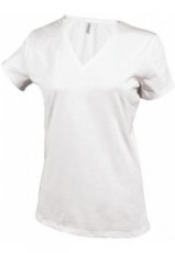 TSBR05 T-shirt dames V-hals wit met bedrukking rug